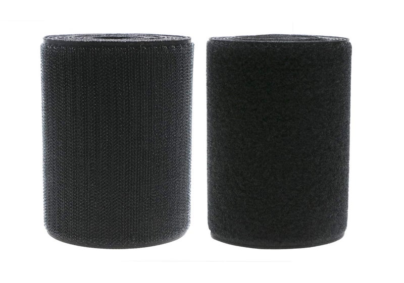 Mini Skater 4 Inch Width Black Sew on Hook Fastener Strips Non-Adhesive Back Nylon Fabric Loop Tape for Bag, Clothes, Shoe, DIY Craft,2 Yard Length - Image 1